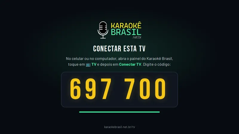 TV mostrando o código de 6 números para conectar a tela do karaokê