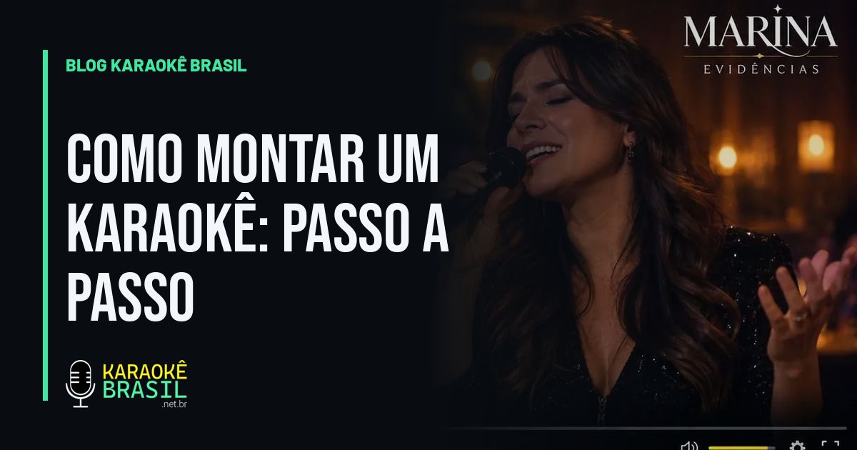 TV do karaokê com o vídeo em versão karaokê e a fila de cantores ao lado
