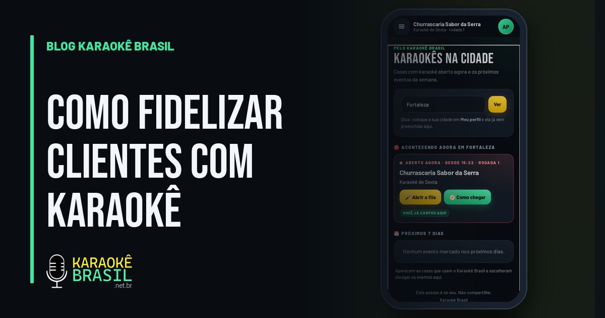 App mostrando os karaokês abertos na cidade naquele dia