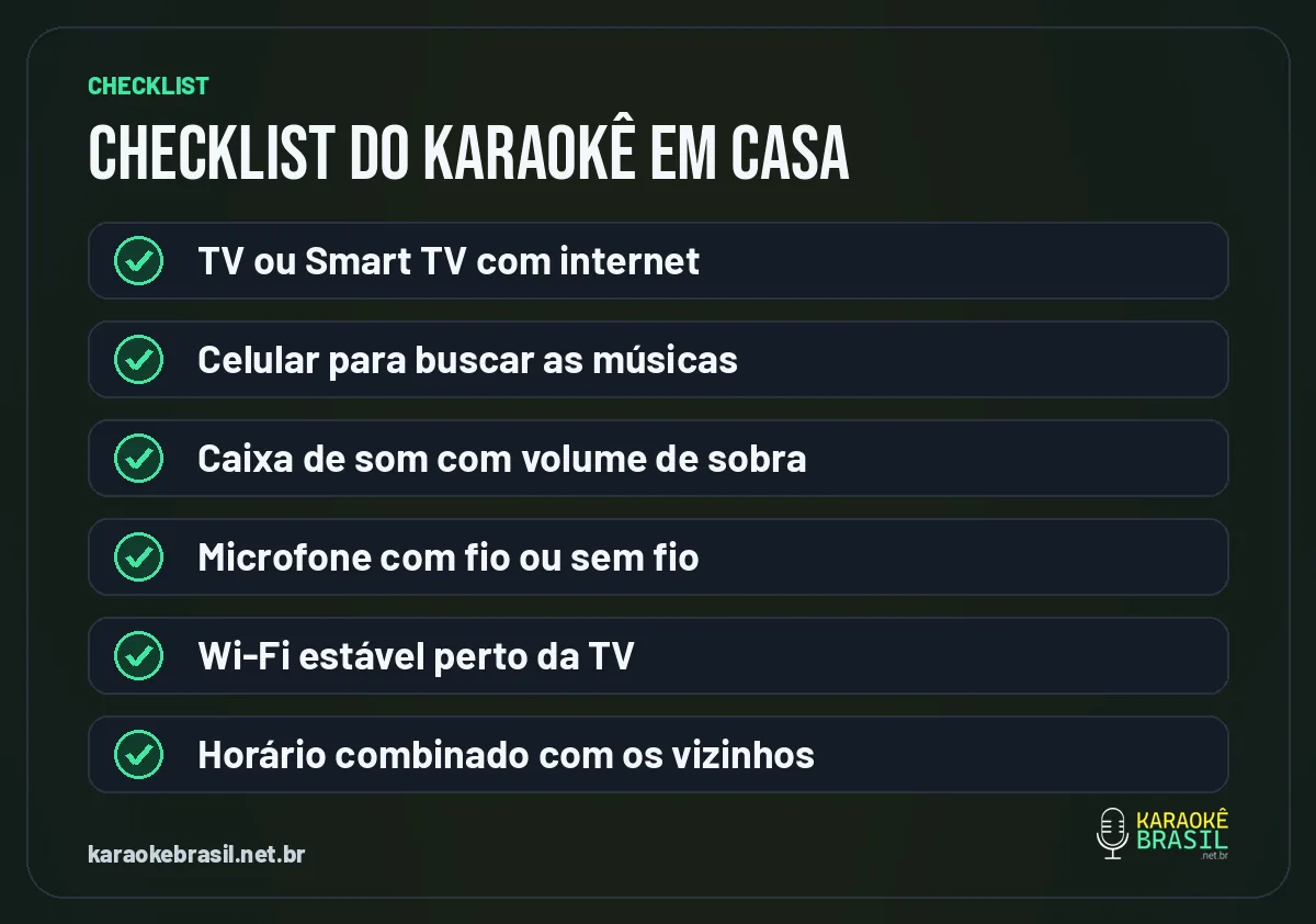 Checklist do karaokê em casa