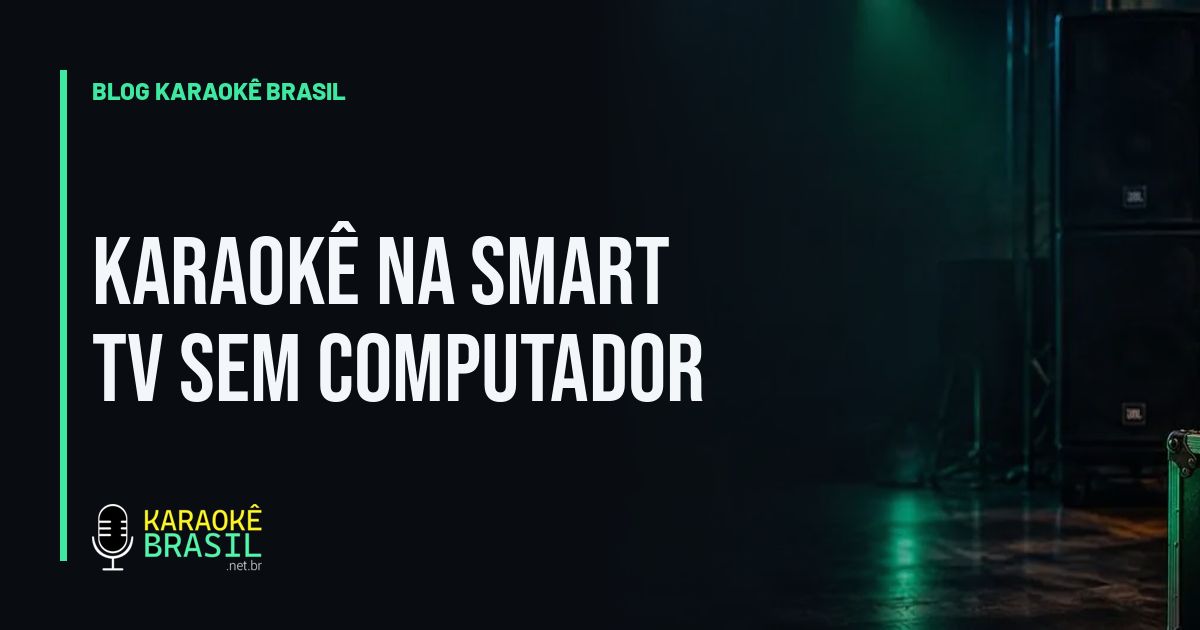 Palco preparado com mesa de som, caixas e TV antes do karaokê começar