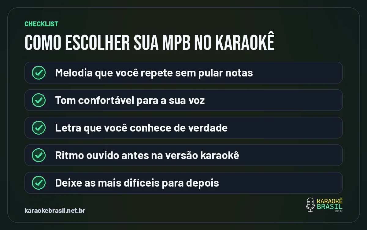 Checklist para escolher uma música de MPB no karaokê