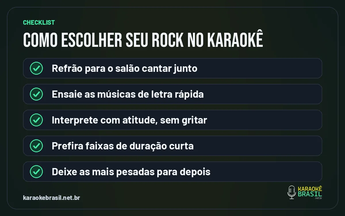 Checklist para escolher uma música de rock nacional no karaokê