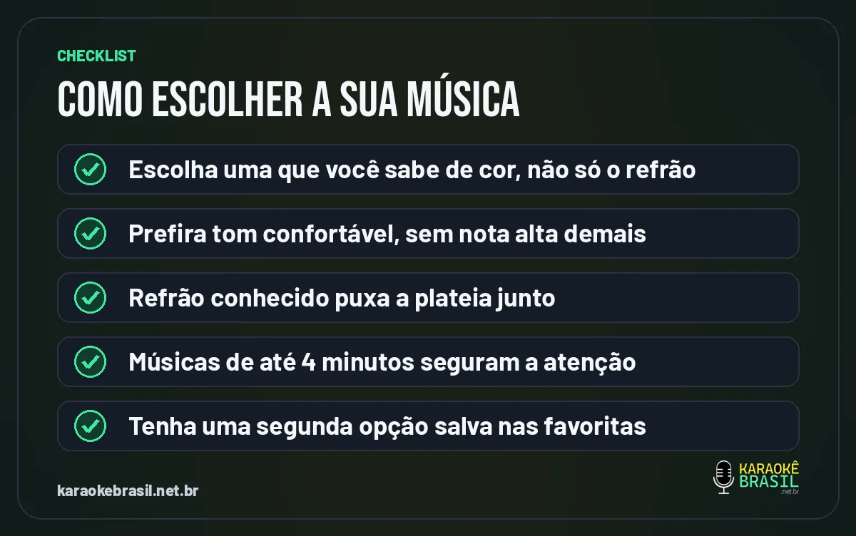 Checklist para escolher a sua música no karaokê