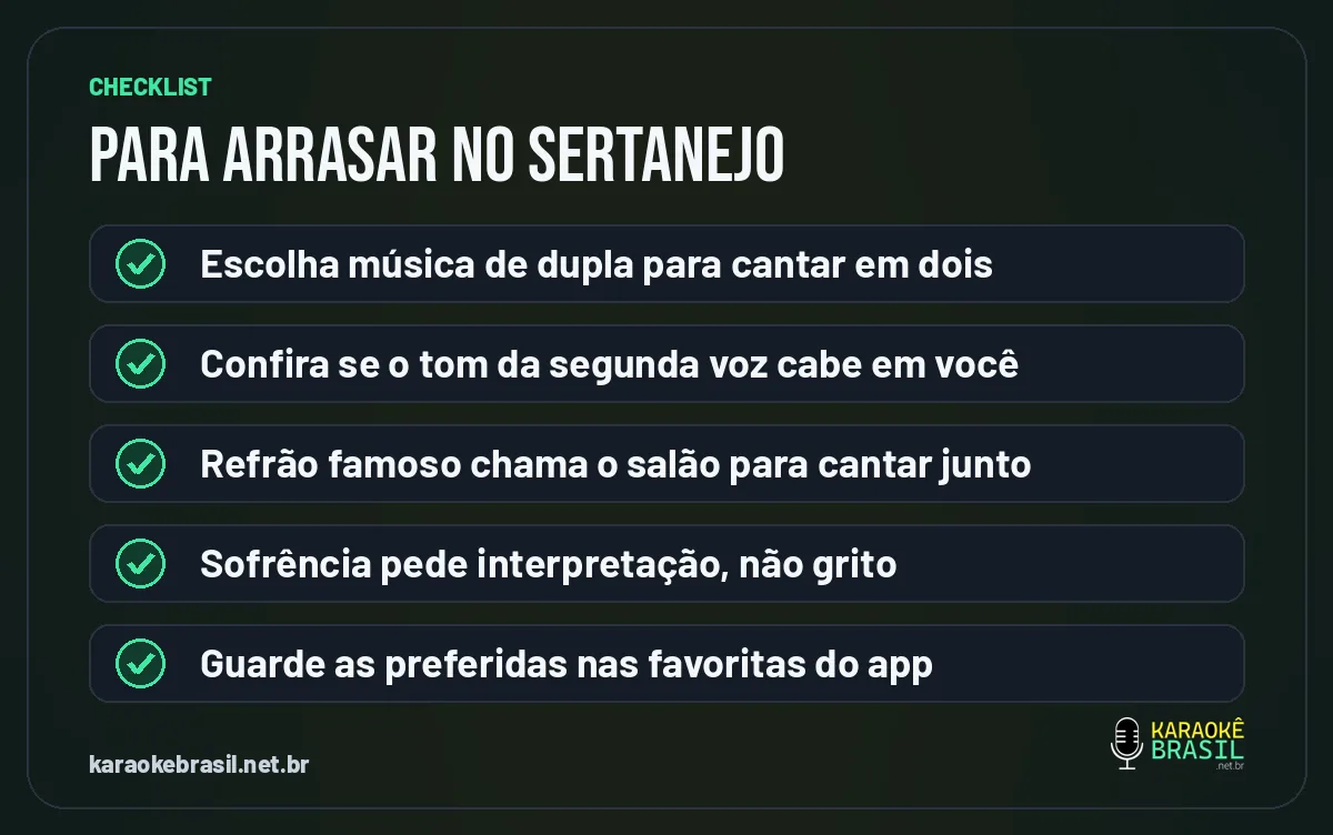 Checklist para cantar sertanejo no karaokê