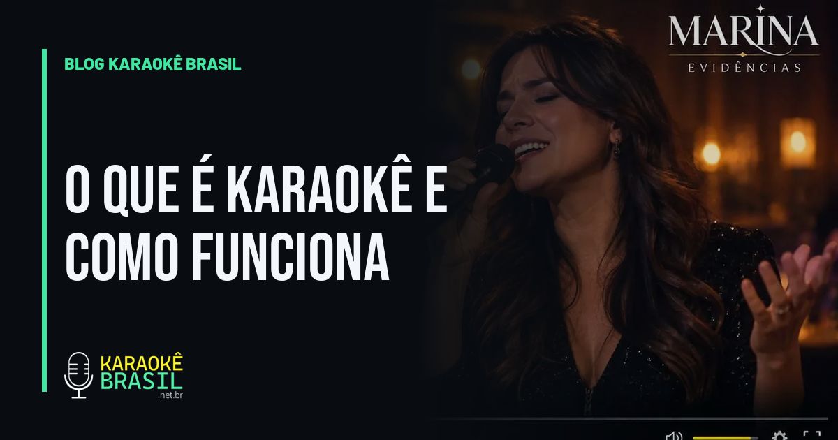 TV grande no palco mostrando a letra da música enquanto uma pessoa canta ao microfone