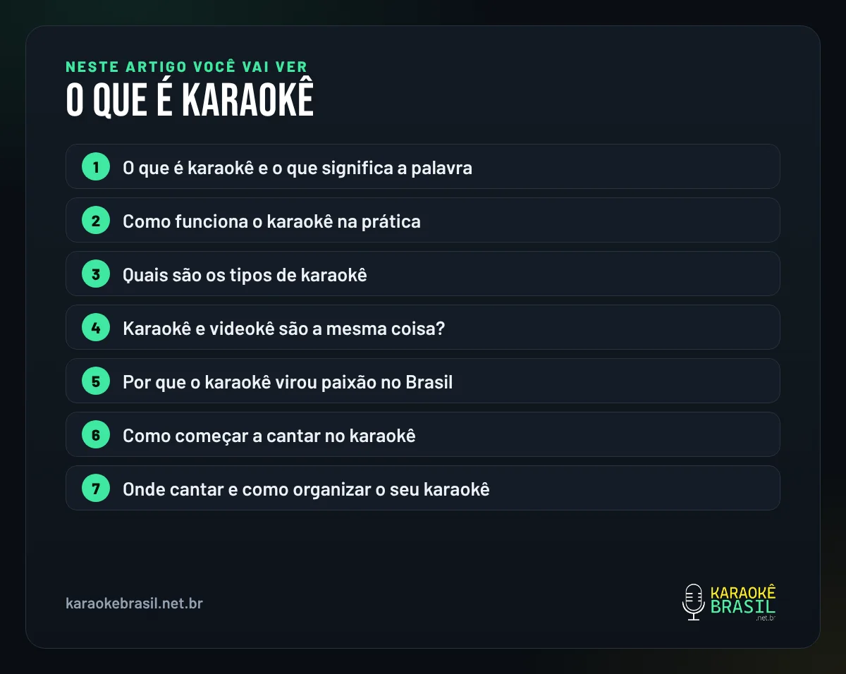 Resumo visual: o que você vai ver neste artigo sobre o que é karaokê