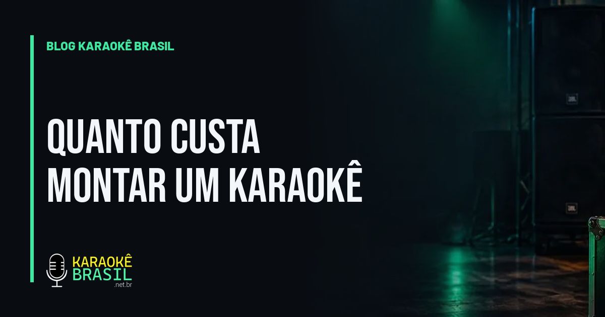 Palco preparado com mesa de som, caixas e TV para o karaokê começar